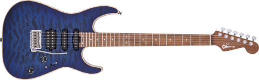Charvel Guitars - USA Select DK24 HSS 2PT CM QM (fini Blue Burst, touche en rable torrfi, tui rigide inclus)