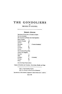 The Gondoliers (The King of Barataria), An Opera in Two Acts - Gilbert/Sullivan - Vocal Score