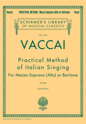 G. Schirmer Inc. - Practical Method of Italian Singing - Vaccai/Paton - Mezzo-Soprano (Alto) or Baritone - Book