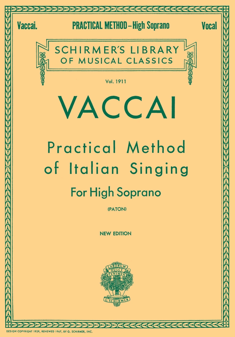 Practical Method of Italian Singing - Vaccai/Paton - High Soprano - Book