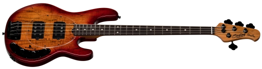 StingRay RAY34 HH with Spalted Maple Top Electric Bass - Blood Orange Burst