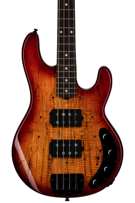 StingRay RAY34 HH with Spalted Maple Top Electric Bass - Blood Orange Burst