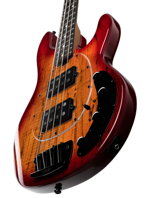 StingRay RAY34 HH with Spalted Maple Top Electric Bass - Blood Orange Burst