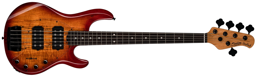 StingRay 5 RAY35 HH with Spalted Maple Top 5-String Electric Bass - Blood Orange Burst