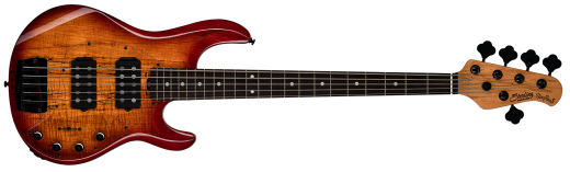 Sterling by Music Man - StingRay 5 RAY35 HH with Spalted Maple Top 5-String Electric Bass - Blood Orange Burst