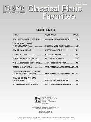 10 for 10 Sheet Music: Classical Piano Favorites - Piano - Book