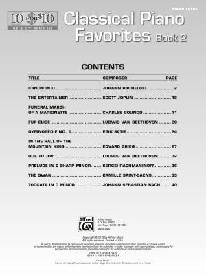 10 for 10 Sheet Music: Classical Piano Favorites, Book 2 - Piano - Book