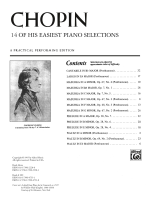 Chopin: 14 of His Easiest Piano Selections - Piano - Book
