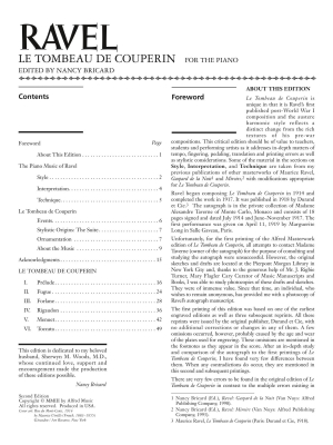 Le Tombeau de Couperin - Ravel/Bricard - Piano - Book