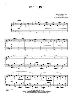 Canon in D (Late Intermediate) - Pachelbel/Coates - Piano - Sheet Music