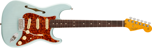 Fender - Stratocaster American ProfessionalII Thinline (fini translucide Daphne bleu, touche en palissandre, tui inclus)