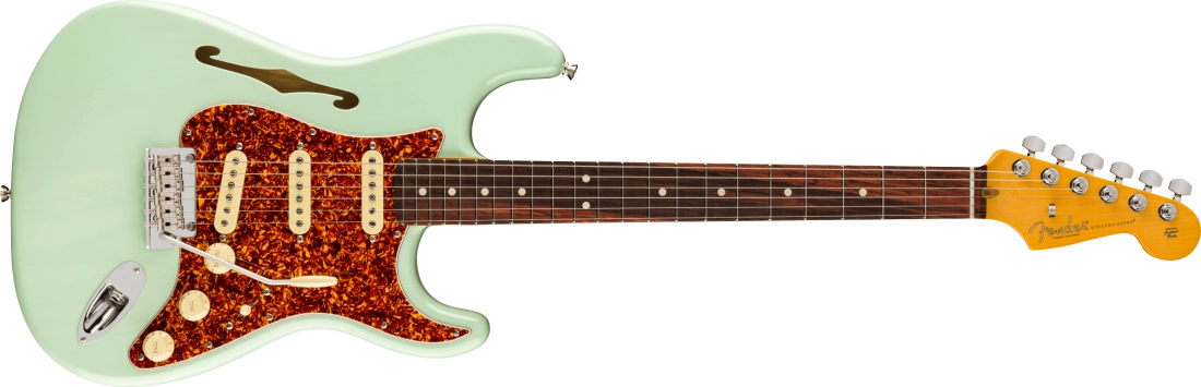 American Professional II Stratocaster Thinline, Rosewood Fingerboard with Case - Transparent Surf Green