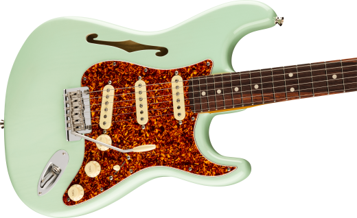 American Professional II Stratocaster Thinline, Rosewood Fingerboard with Case - Transparent Surf Green