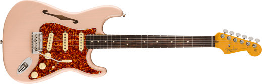 Fender - Stratocaster American ProfessionalII Thinline (fini translucide rose coquillage, touche en palissandre, tui inclus)