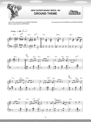 Super Mario Jazz Piano Arrangements - Kondo - Piano - Book