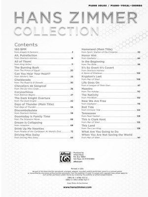 Hans Zimmer Collection - Piano/Vocal/Chords - Book
