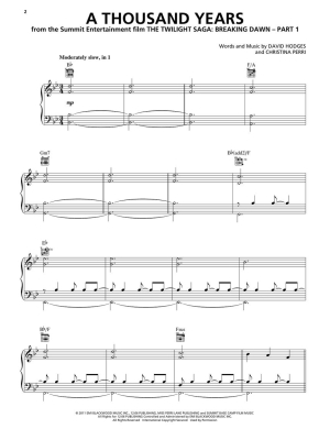 A Thousand Years - Perri - Piano/Vocal/Guitar - Sheet Music