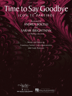 Hal Leonard - Time to Say Goodbye (Con Te Partiro) Bocelli, Brightman Piano, voix et guitare Partition individuelle