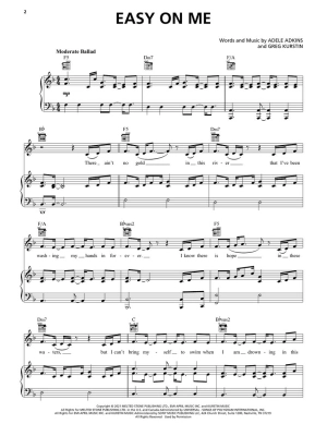 Easy on Me - Adele - Piano/Vocal/Guitar - Sheet Music