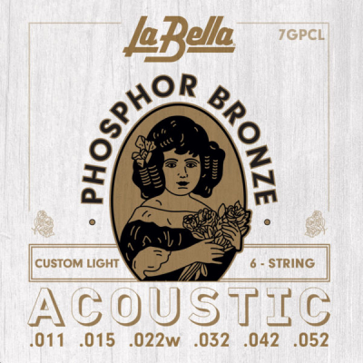La Bella - 7GPCL Phosphor Bronze Acoustic Guitar Strings - Custom Light 11-52