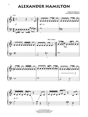 Hamilton: Beginning Piano Solo - Miranda - Easy Piano - Book