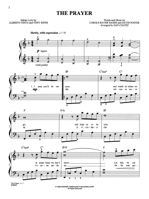 The Prayer (Dion/Bocelli) - Sager/Foster/Coates - Easy Piano - Sheet Music