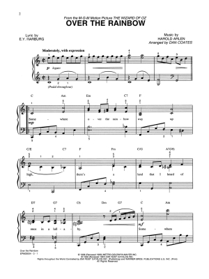Over the Rainbow (from The Wizard of Oz) - Harburg/Arlen - Easy Piano - Sheet Music