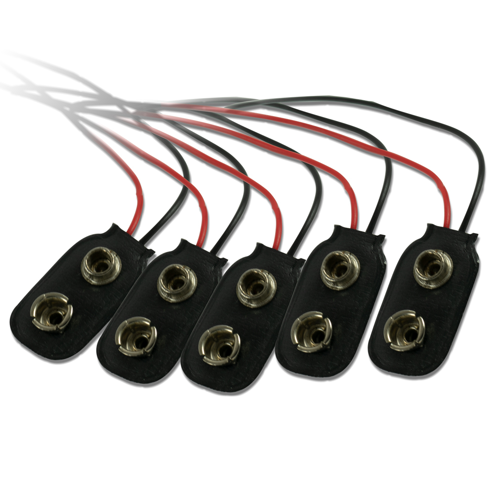 9V Battery Terminal Pack with Attached Leads (5 Pack)