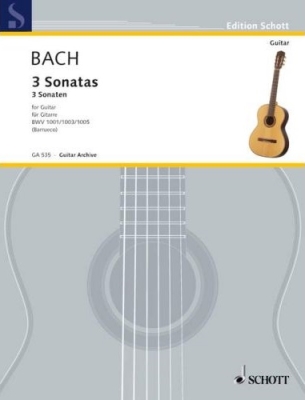 Schott - 3Sonatas for Guitar Solo Bach, Barrueco Guitare Livre
