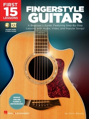 Hal Leonard - First 15 Lessons: Fingerstyle Guitar - Woods - Guitar - Book/Media Online