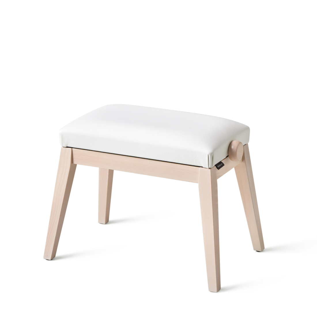 Ash Adjustable Height Piano Bench - White Leatherette