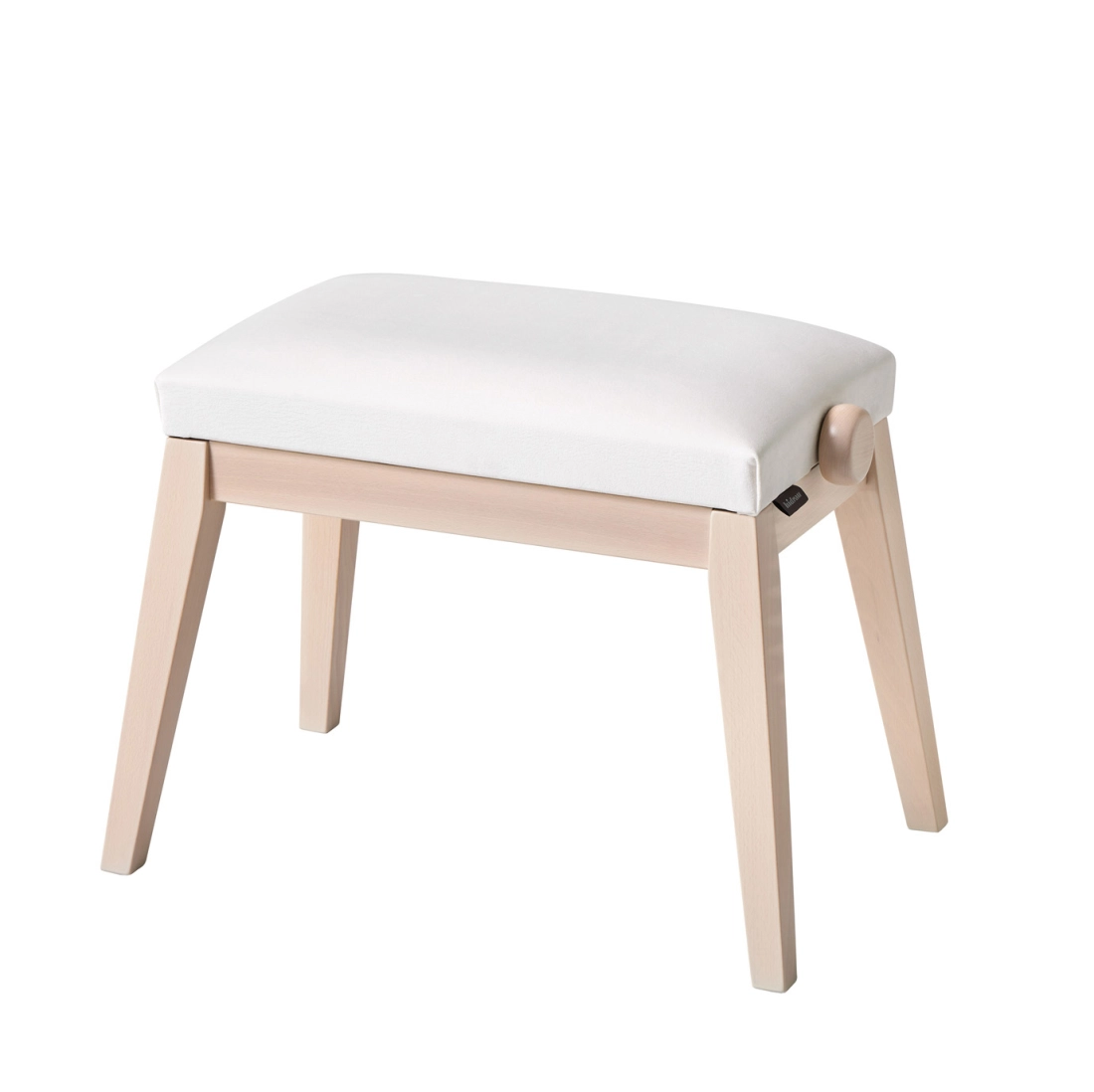 Ash Adjustable Height Piano Bench - White Velvet