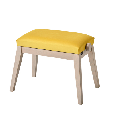K & M Stands - Beech Adjustable Height Piano Bench - Yellow Velvet