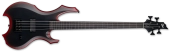 ESP Guitars - LTD FL-4 Fred Leclercq Signature Bass Guitar with Case - Black\/Red Burst Satin