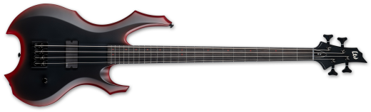 ESP Guitars - LTD FL-4 Fred Leclercq Signature Bass Guitar with Case - Black/Red Burst Satin