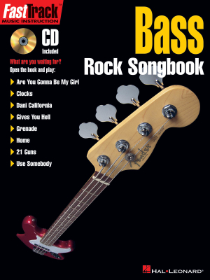 Hal Leonard - FastTrack: Bass Rock Songbook Basse (tablatures) Livre avec CD