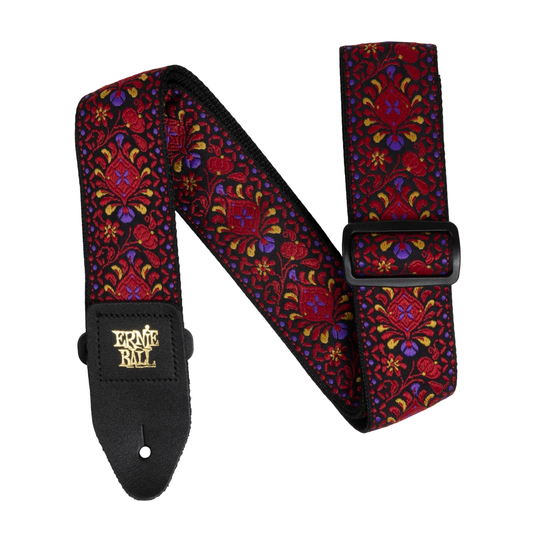 Crimson Royal Bloom Jacquard Guitar Strap