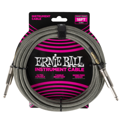 Ernie Ball - 18 Straight Braided Cable - Silver Fox