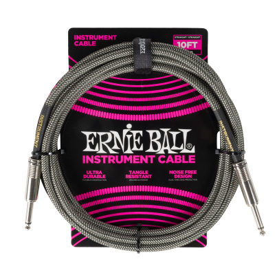 Ernie Ball - 10 Straight Braided Cable - Silver Fox