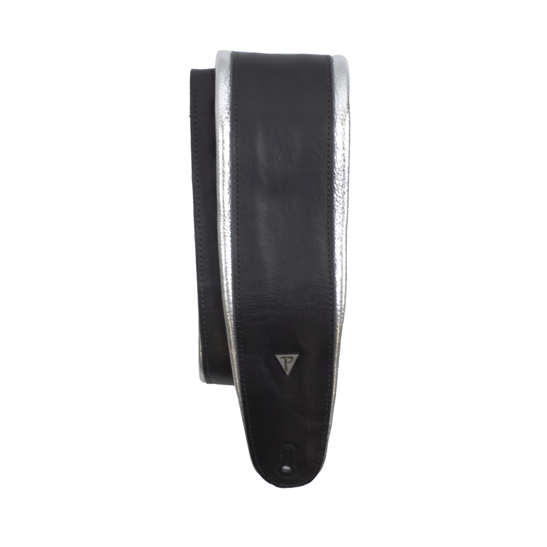 3.5\'\' Padded Leather Guitar Strap - Silver