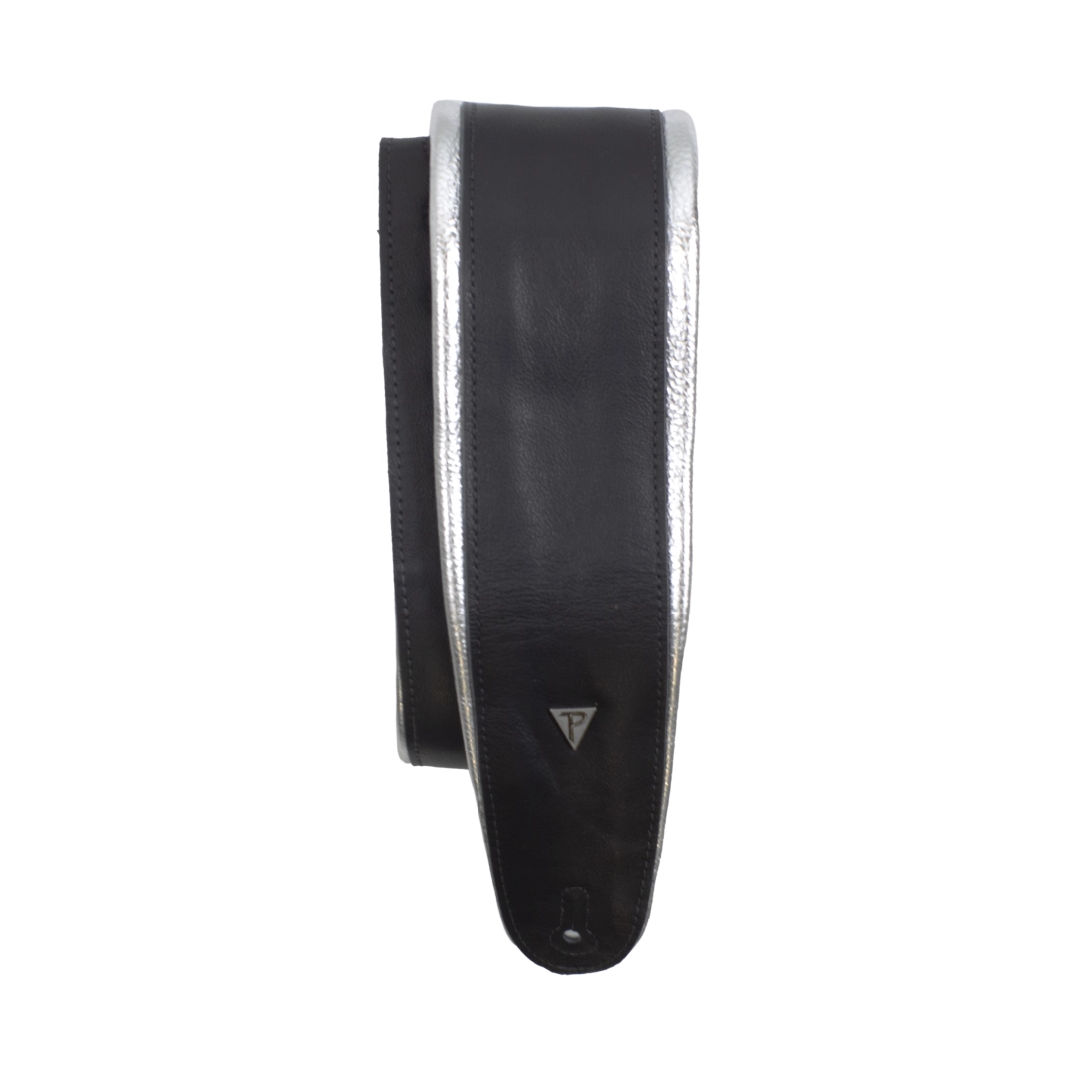 3.5\'\' Padded Leather Guitar Strap - Silver