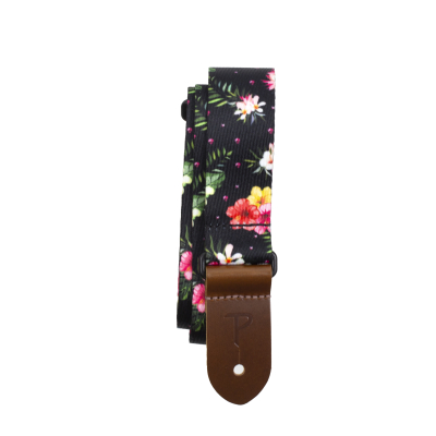 Perris Leathers Ltd - 1.5 Ukulele Strap w/ Black Floral Design