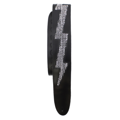 2.5\'\' Leather Guitar Strap - Silver Bolt