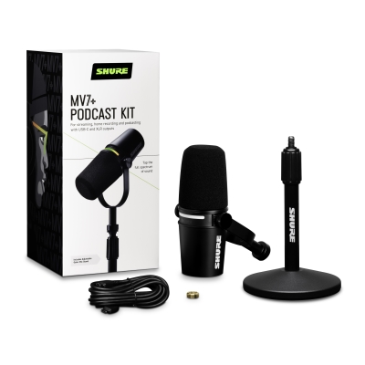 Shure - MV7+ USB-C/XLR Dynamic Podcast Microphone Bundle with Desktop Stand - Black