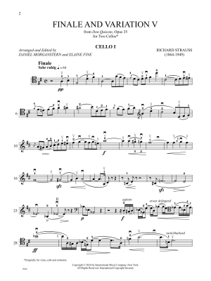 Finale and Variation V from Don Quixote, Opus 35 - Strauss/Morganstern/Fine - Cello Duet - Book