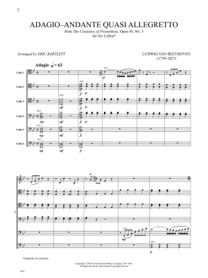 Adagio-Andante quasi allegretto from The Creatures of Prometheus, Op. 43, No. 5 - Beethoven/Bartlett - 6 Cellos - Score/Parts