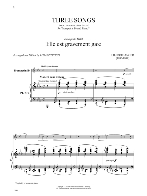 Three Songs from Clairieres dans le ciel - Boulanger/Stroud - Bb Trumpet/Piano - Book