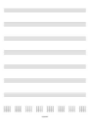 Hal Leonard Ukulele Tablature Manuscript Paper - 7 Stave - 80 Page