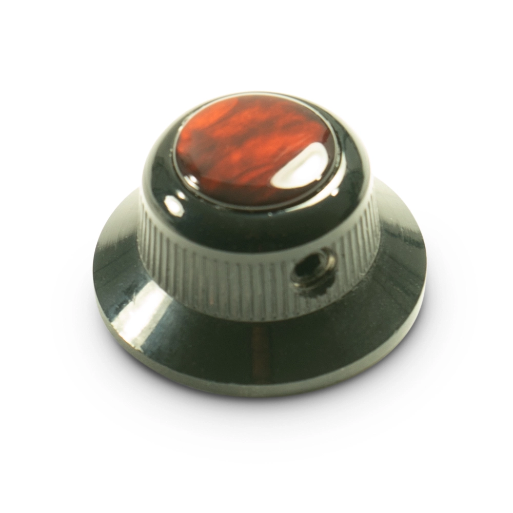 UFO Knob with Red Acrylic Pearl Inlay - Black