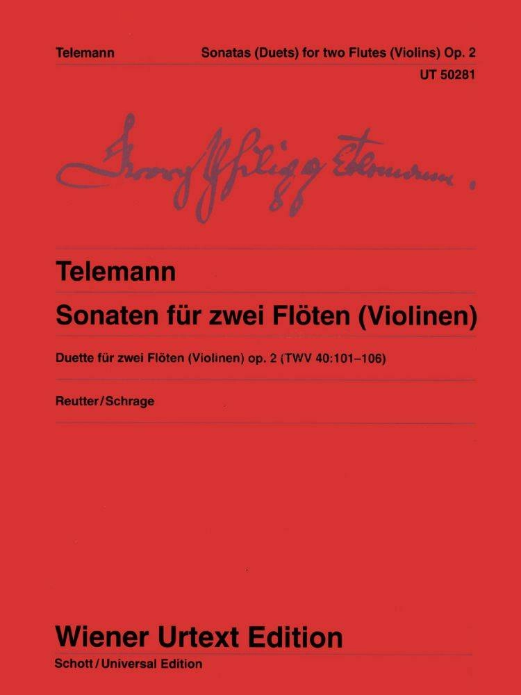 6 Sonatas for 2 Flutes (or Violins), Op. 2 - Telemann/Reutter - Book